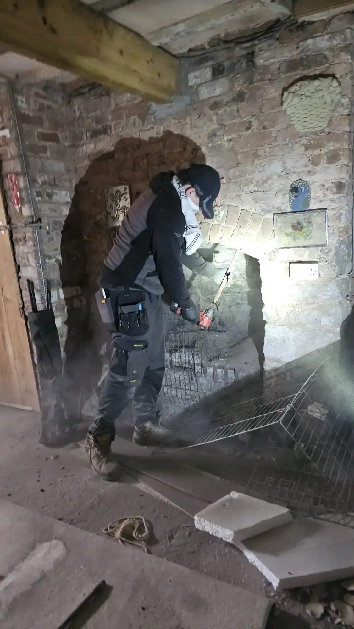 Our 3rd Generation Chimney sweep Mark Preston Junior sweeping a chimney in Denbigh North Wales on a 250 year old listed building.