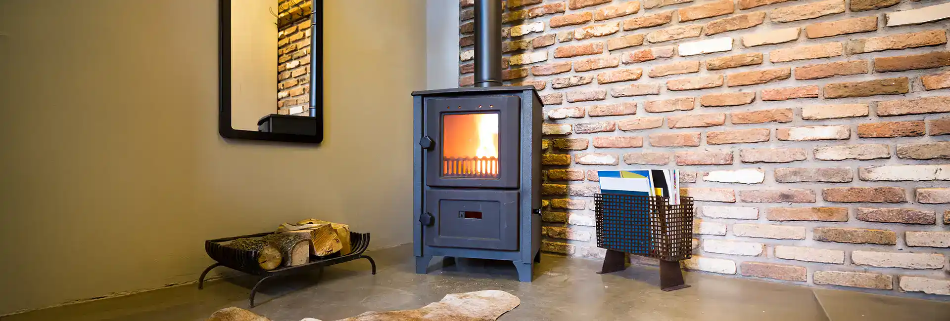 Image shows a solid fuel stove and flue installation from flue check