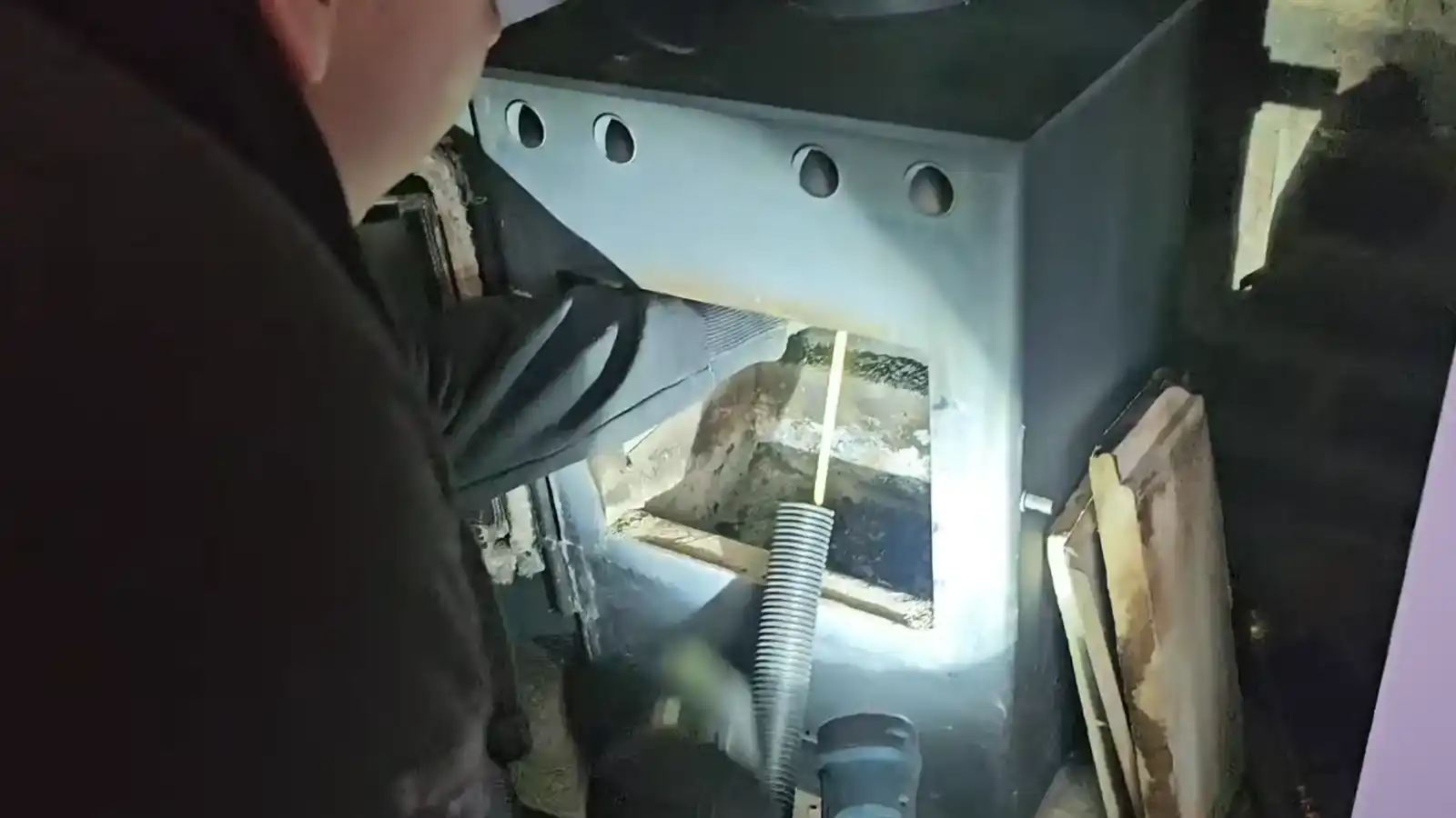 A wood burning stove being checked and serviced in Wirral with Flue Check